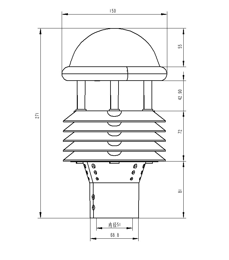 一体式微气象传感器产品尺寸图